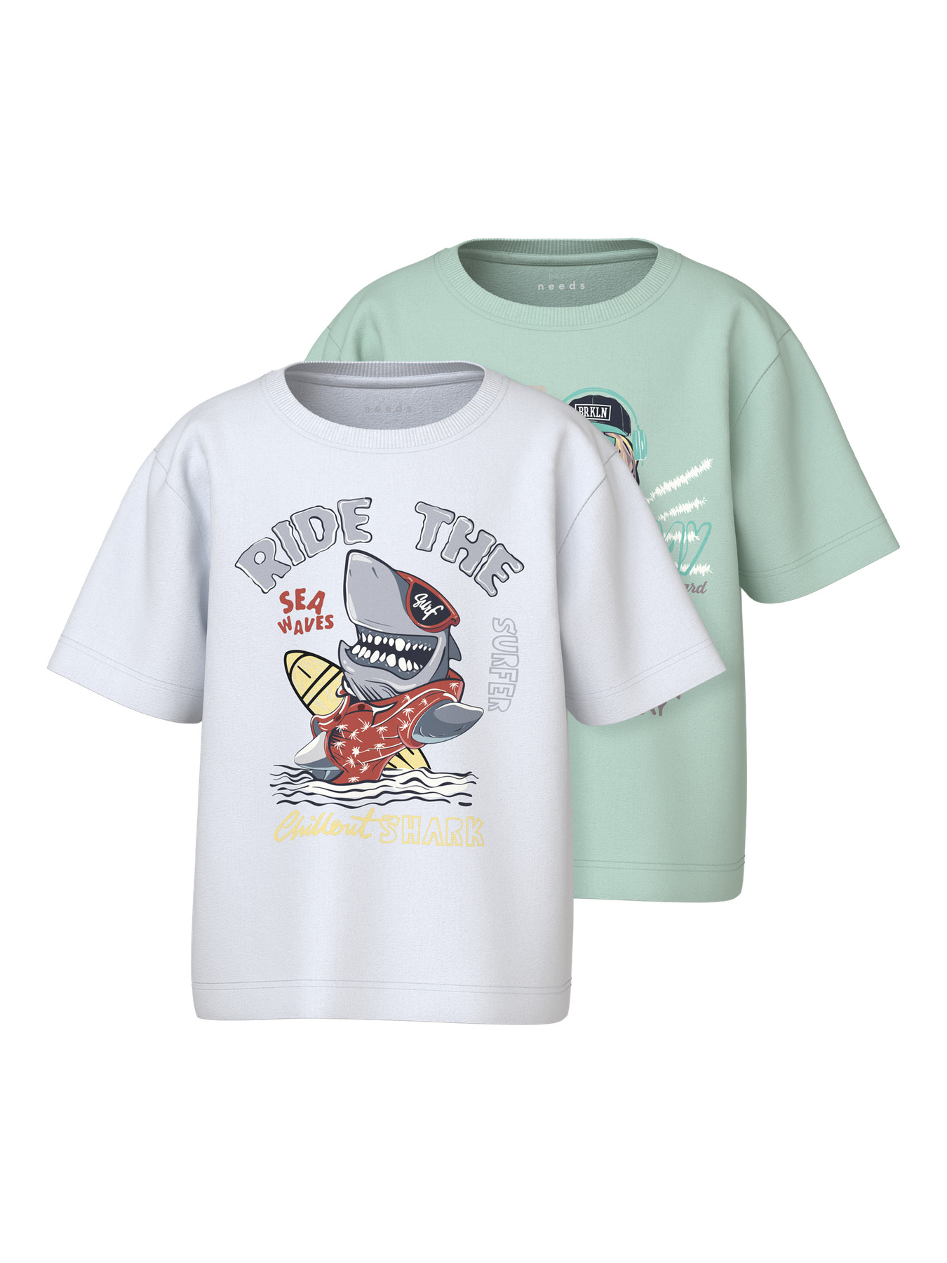 NAME IT 2-Pak T-shirts Vanyo Honeydew Bright White