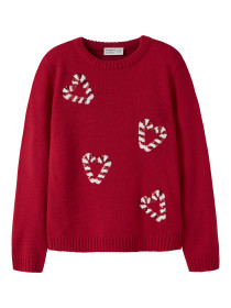 NAME IT Striktrøje Rajul Loose Jester Red