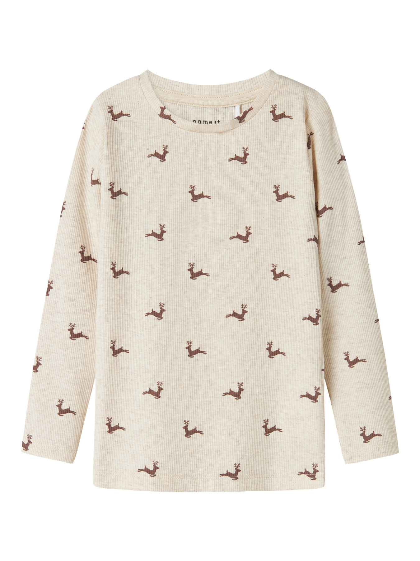 Name It Bluse Peyote Melange Med Rensdyr Print - Str. 4y 104cm