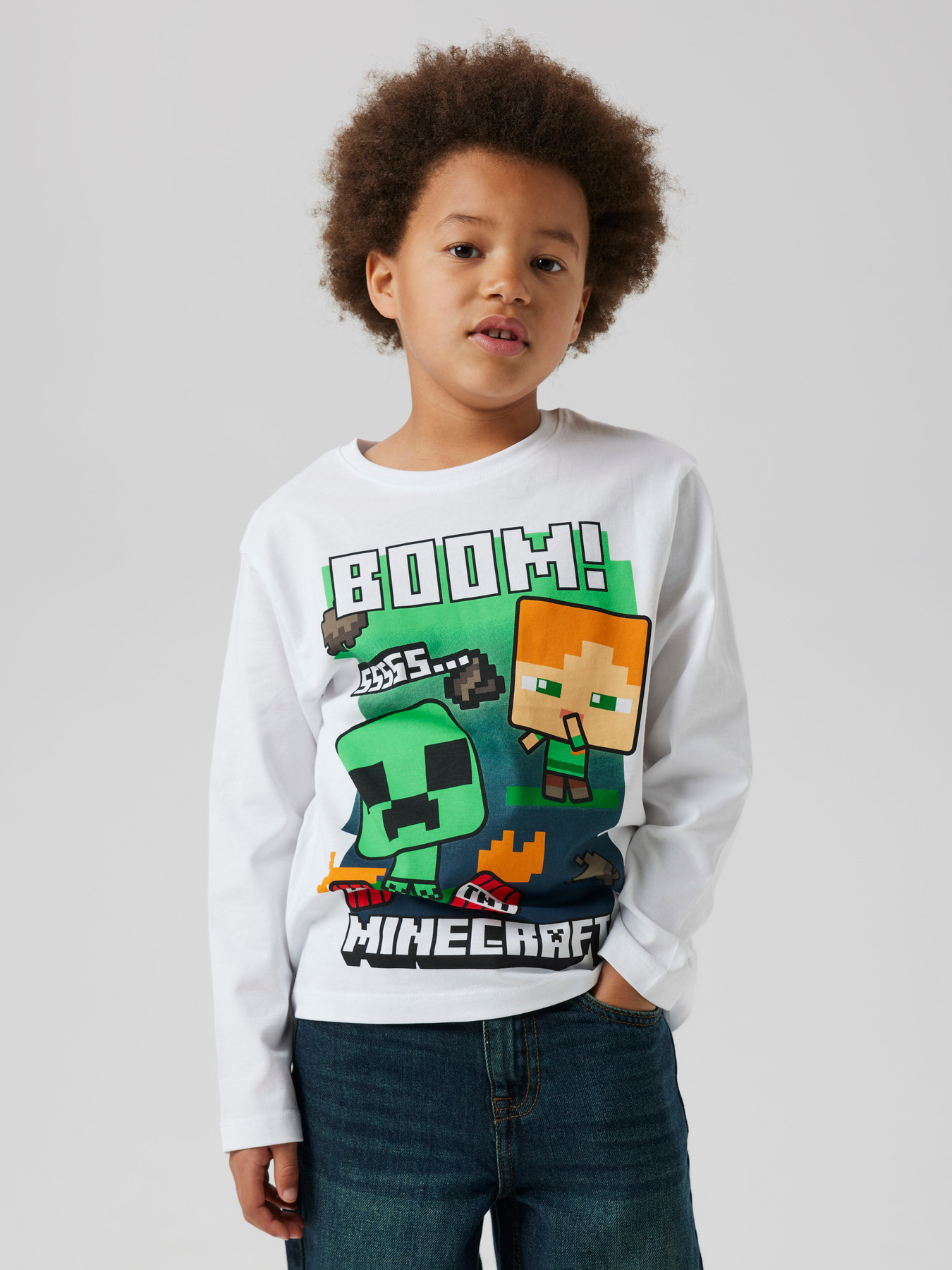 NAME IT Bluse Ac Minecraft Bright White