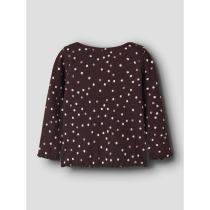 NAME IT Langærmet Rib Bluse Vemia Chocolate Plum Small Dots
