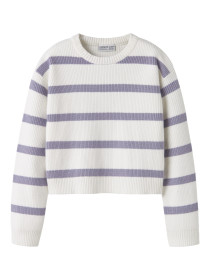 NAME IT Striktrøje Vnilla Lavender Gray Stripes
