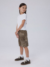 NAME IT High Waist Twill Long Shorts Rose Leopard
