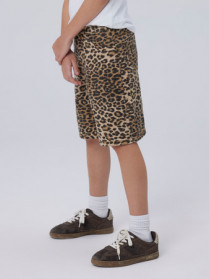 NAME IT High Waist Twill Long Shorts Rose Leopard