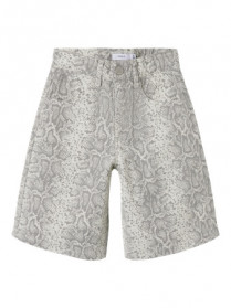 NAME IT High Waist Twill Long Shorts Rose Snake