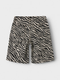 NAME IT High Waist Twill Long Shorts Rose Cement Zebra