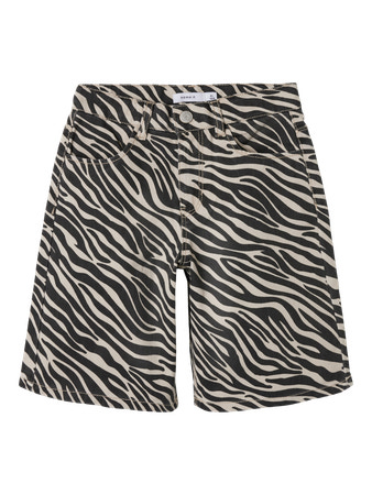 NAME IT High Waist Twill Long Shorts Rose Cement Zebra