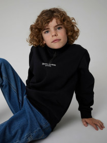 NAME IT Half Zip Sweatshirt Brody Black W. White Print