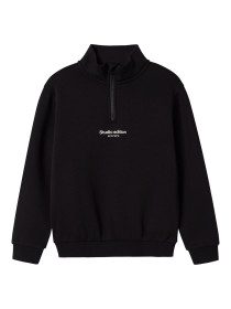 NAME IT Half Zip Sweatshirt Brody Black W. White Print