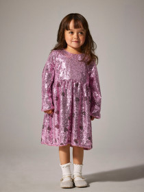 NAME IT Glimmer Kjole Ruscing Lilac Sachet