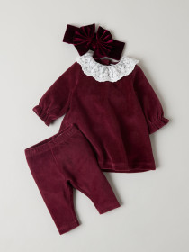 NAME IT Velour Kjole Roxy Burgundy