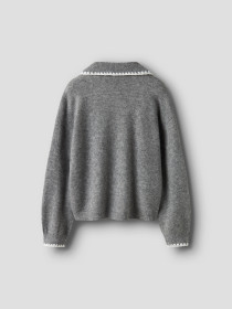 NAME IT Strikket Polo Trøje Rikasa Grey Melange