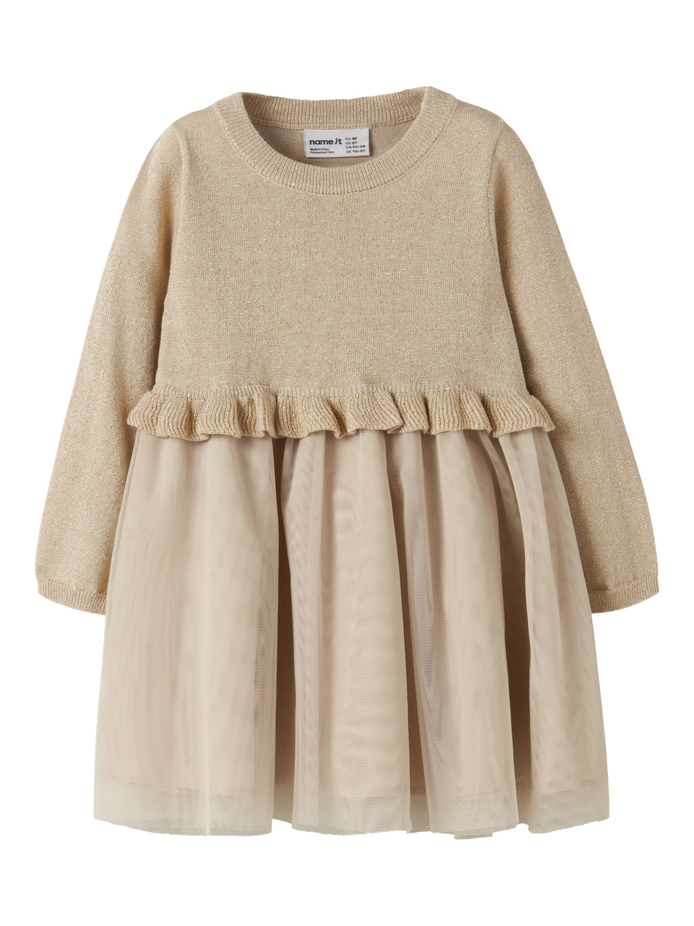 NAME IT Strik Kjole Refraja Cement billede
