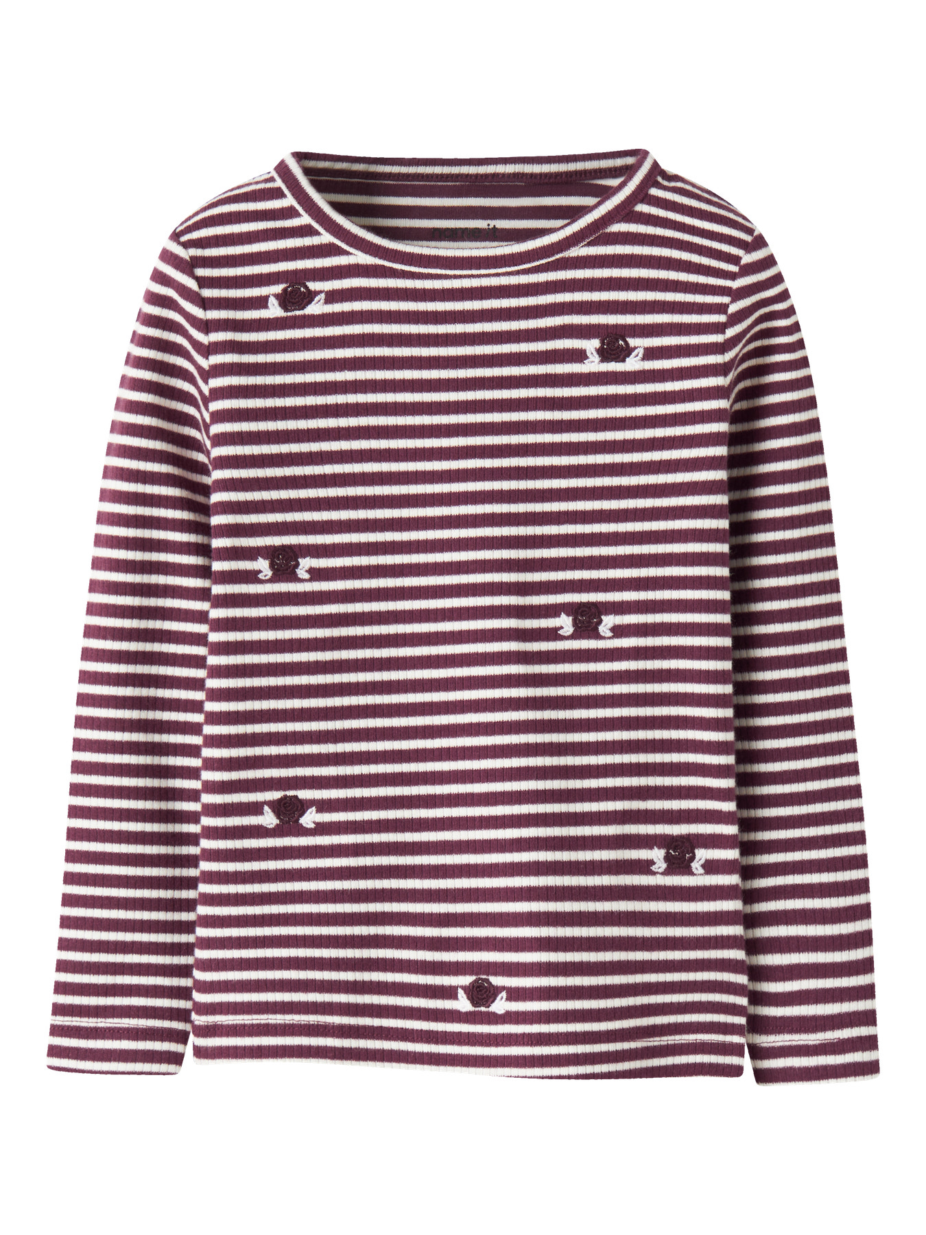 NAME IT Langærmet Bluse Ripeas Burgundy