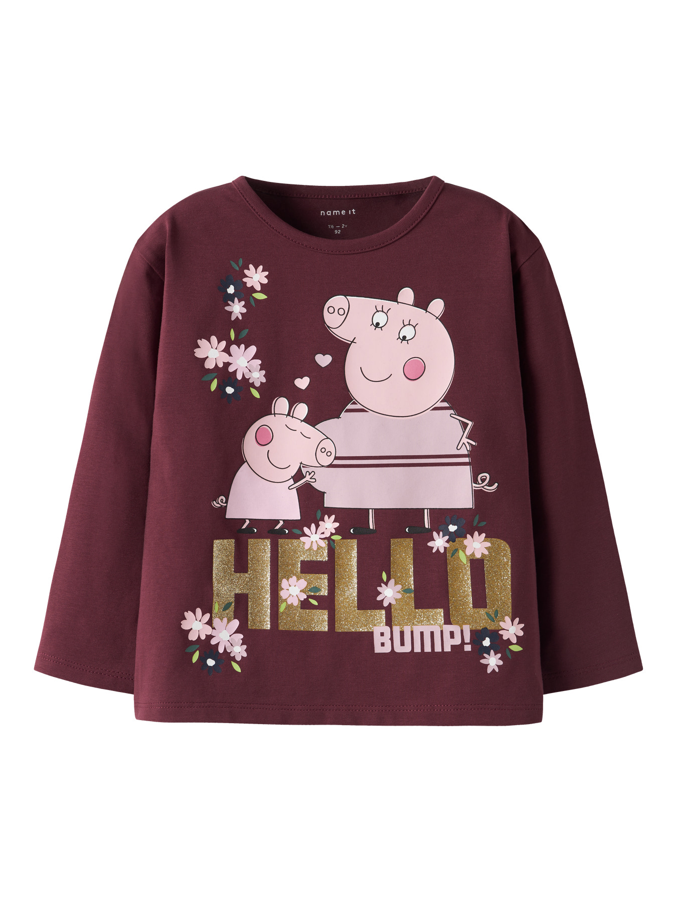 Name It Gurli Gris Bluse Burgundy Med Glimmer - Str. 4y 104cm