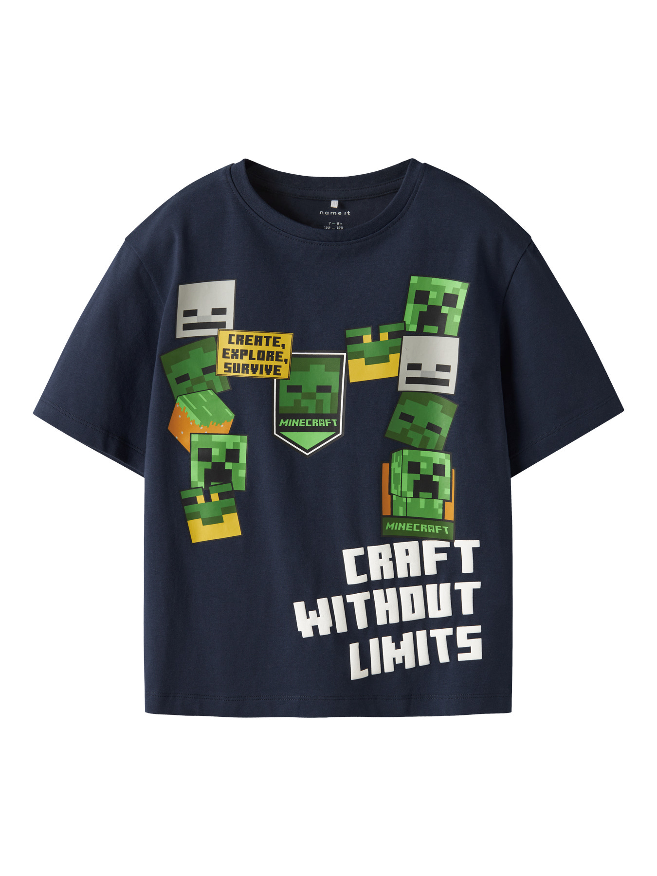 Name It T-shirt Navy Blazer Med Minecraft Print - Str. 7-8y 122/128cm