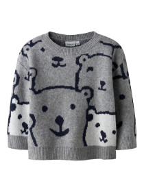 NAME IT Striktrøje Loose Sauel Grey Melange