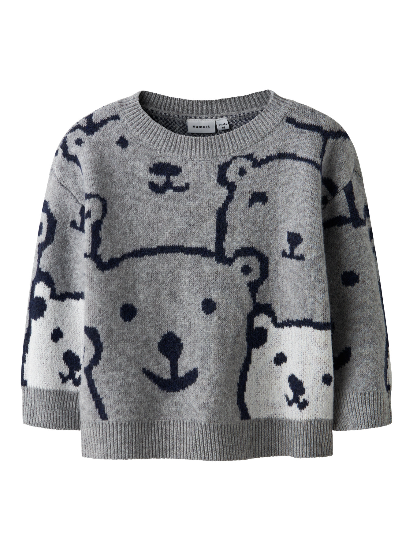 NAME IT Striktrøje Loose Sauel Grey Melange