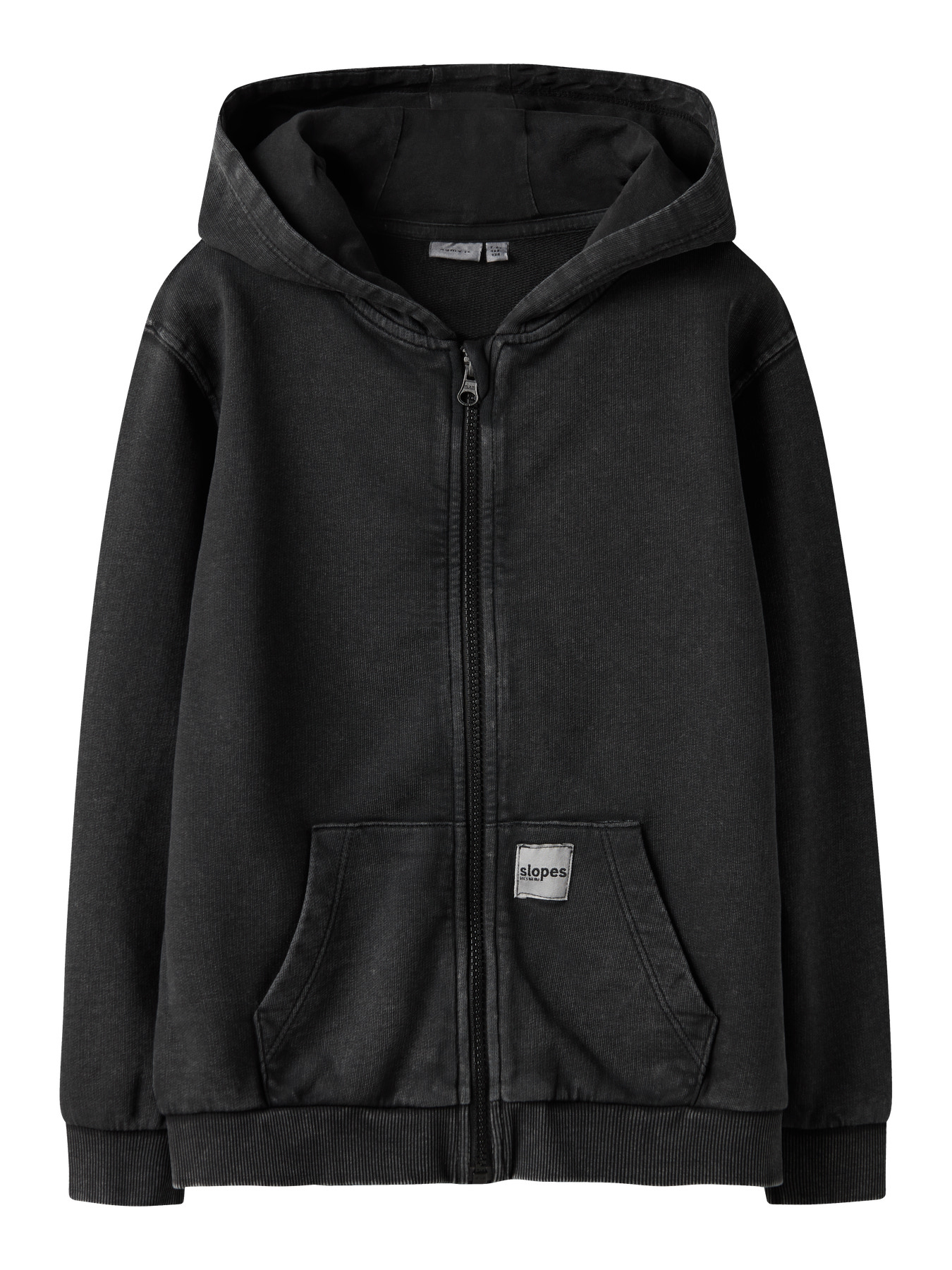 Name It Sweatcardigan Black Med Lynlås Og Hætte - Str. 7-8y 122/128cm