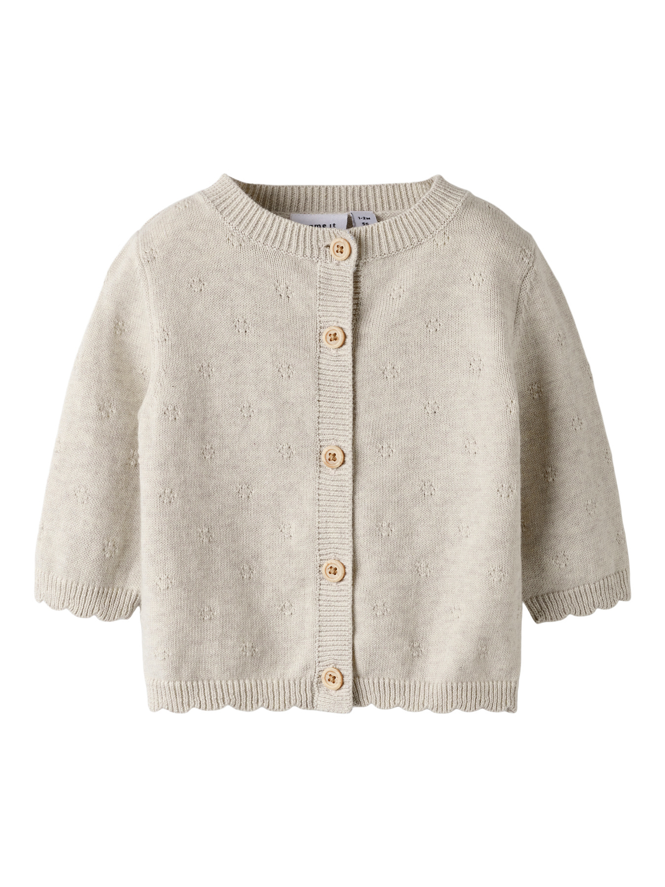 Name It Cardigan Cement Med Pointelle Mønster - Str. 1m 56cm