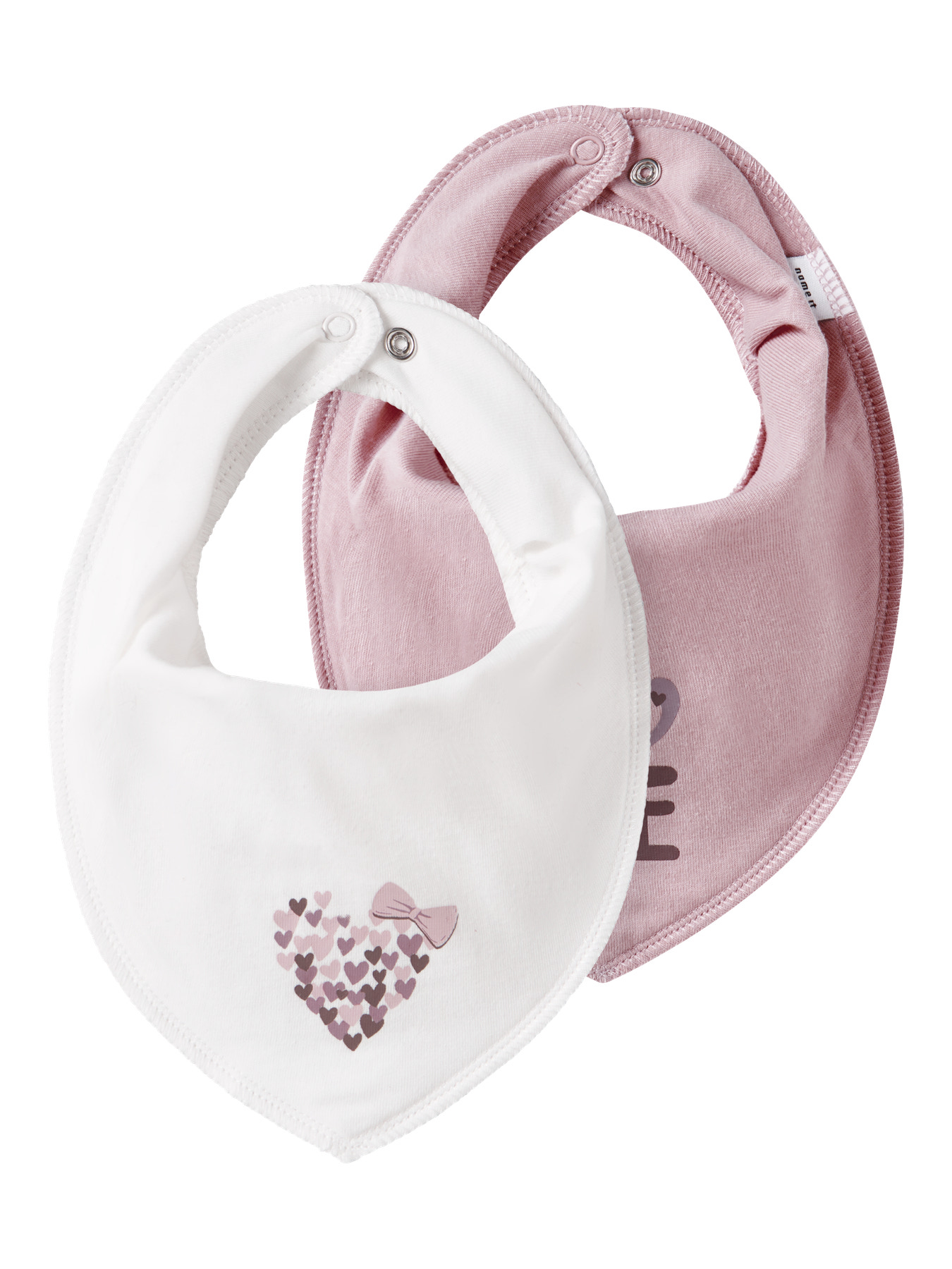 NAME IT 2-Pak Hagesmæk Yvette Bib Burnished Lilac Cloud Dancer/hearts