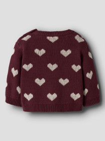 NAME IT Striktrøje Oana Burgundy Peyote Heart