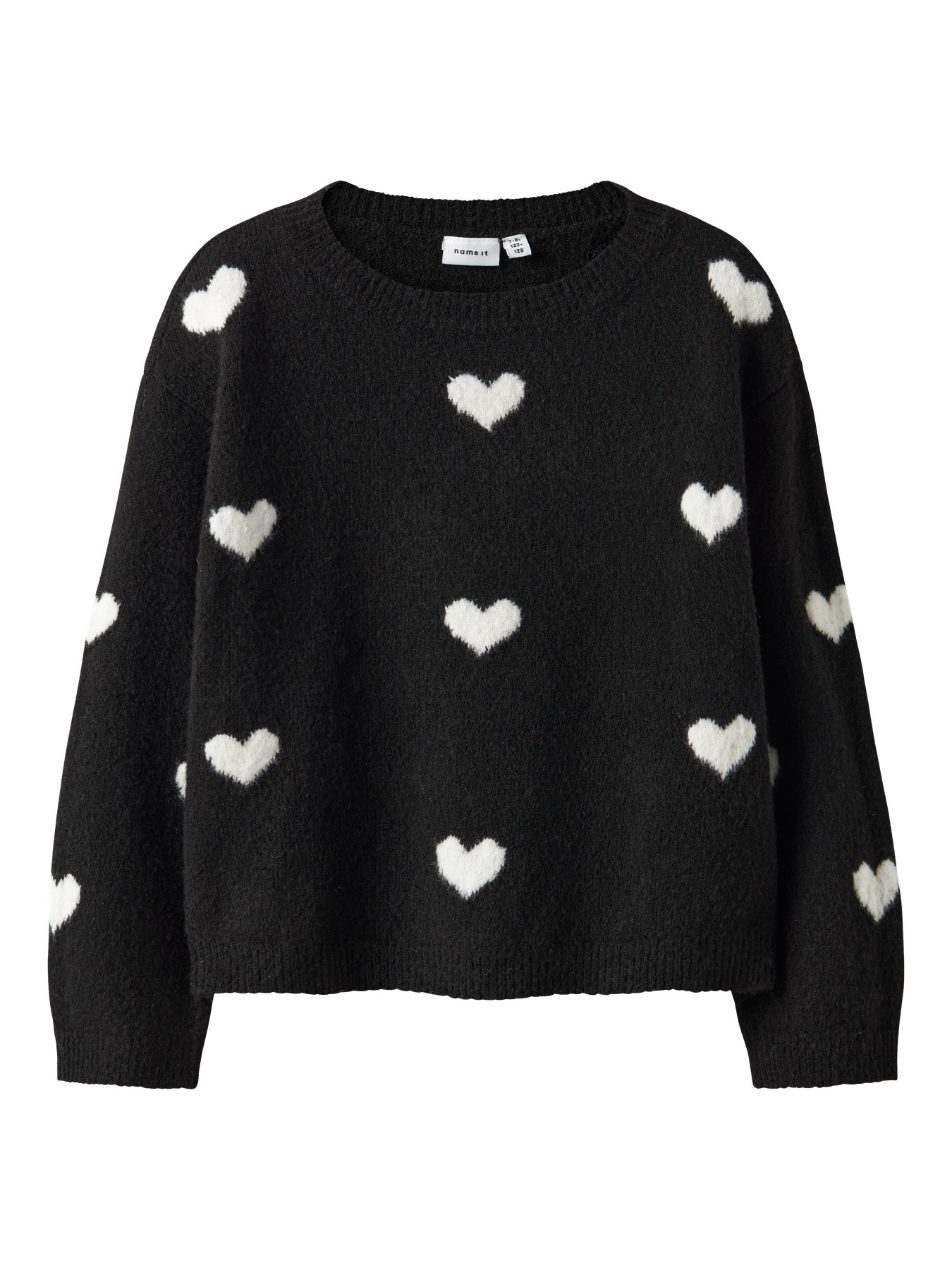 NAME IT Striktrøje Ona Black Cloud Dancer Hearts