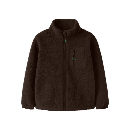 Name It Teddyjakke Chocolate Brown Med Lynlåslomme - Str. 6y 116cm