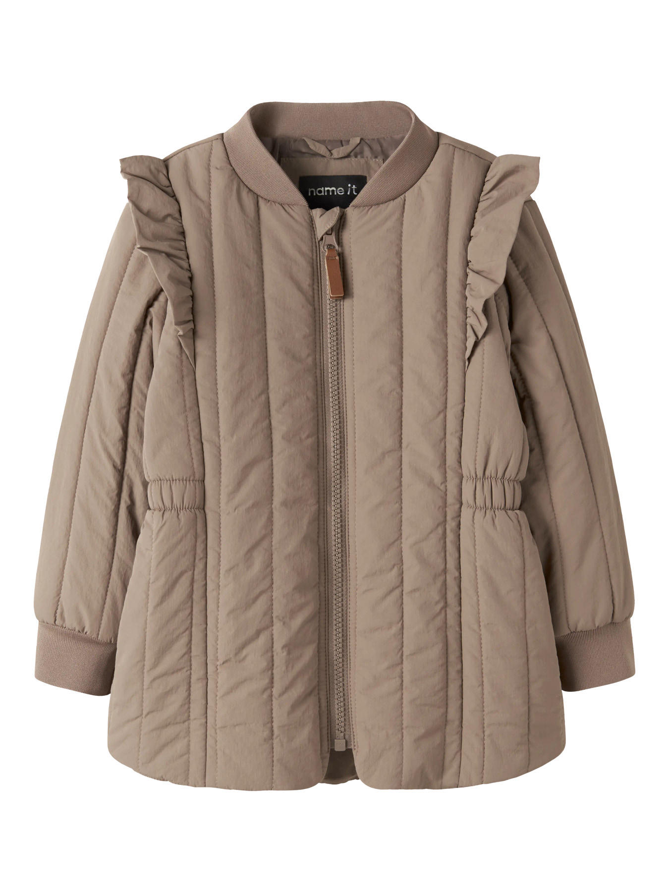Name It Dynejakke - Quilt - NmfMelody - Fossil m. Flæser