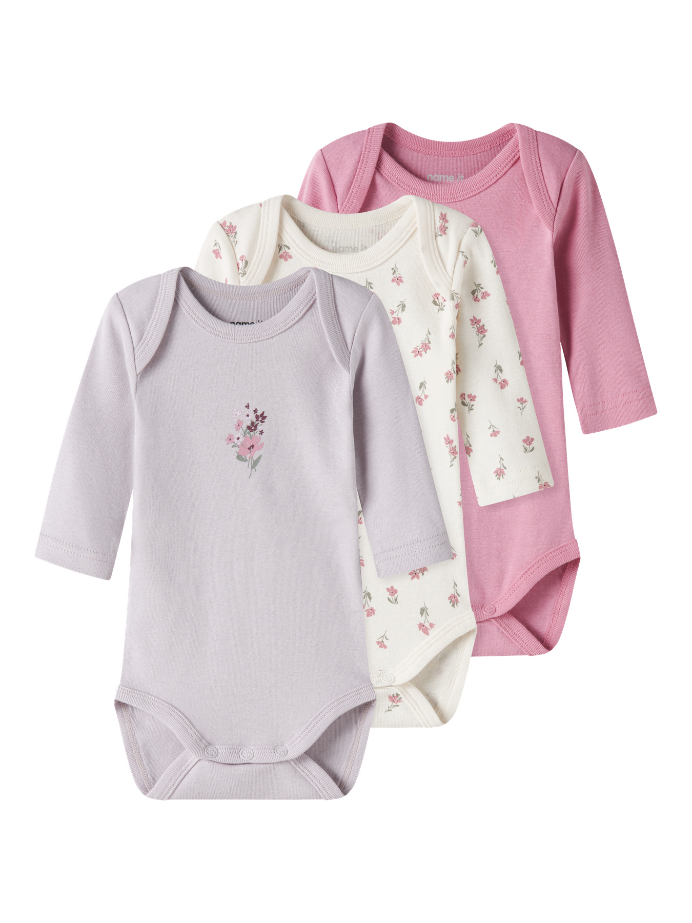 NAME IT 3-Pak Langærmet Body Flower Jet Stream