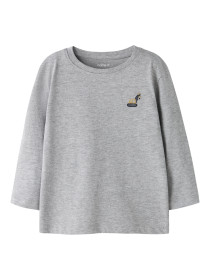 NAME IT Langærmet Bluse Vimpel Grey Melange Excavator