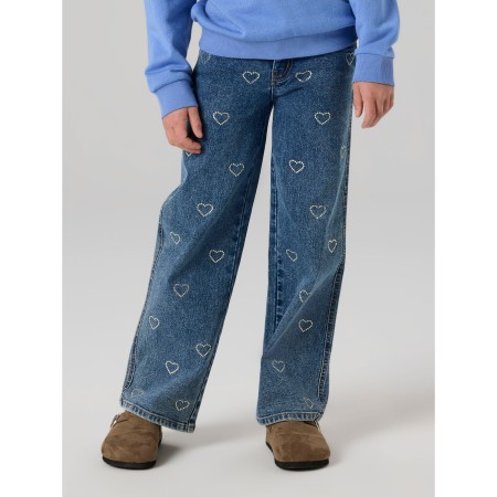 NAME IT Rhinsten Wide Jeans Rose Denim Blue Hjerte