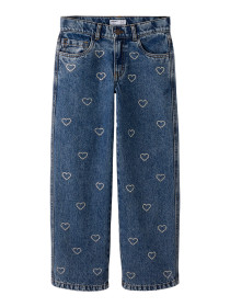 NAME IT Rhinsten Wide Jeans Rose Denim Blue Hjerte