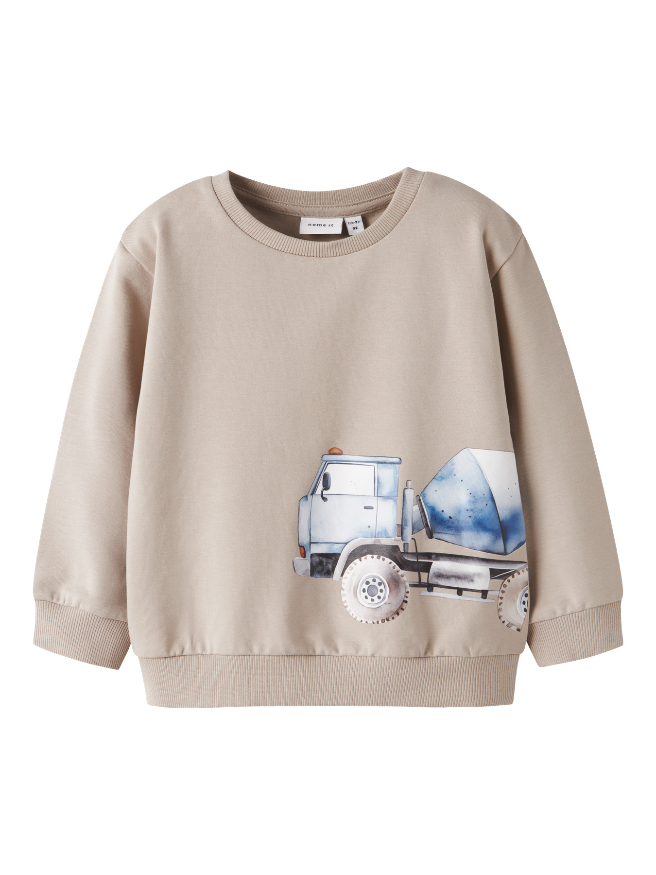 Name It Mini Sweatshirt Island Fossil Med Lastbilprint - Str. 4y 104cm