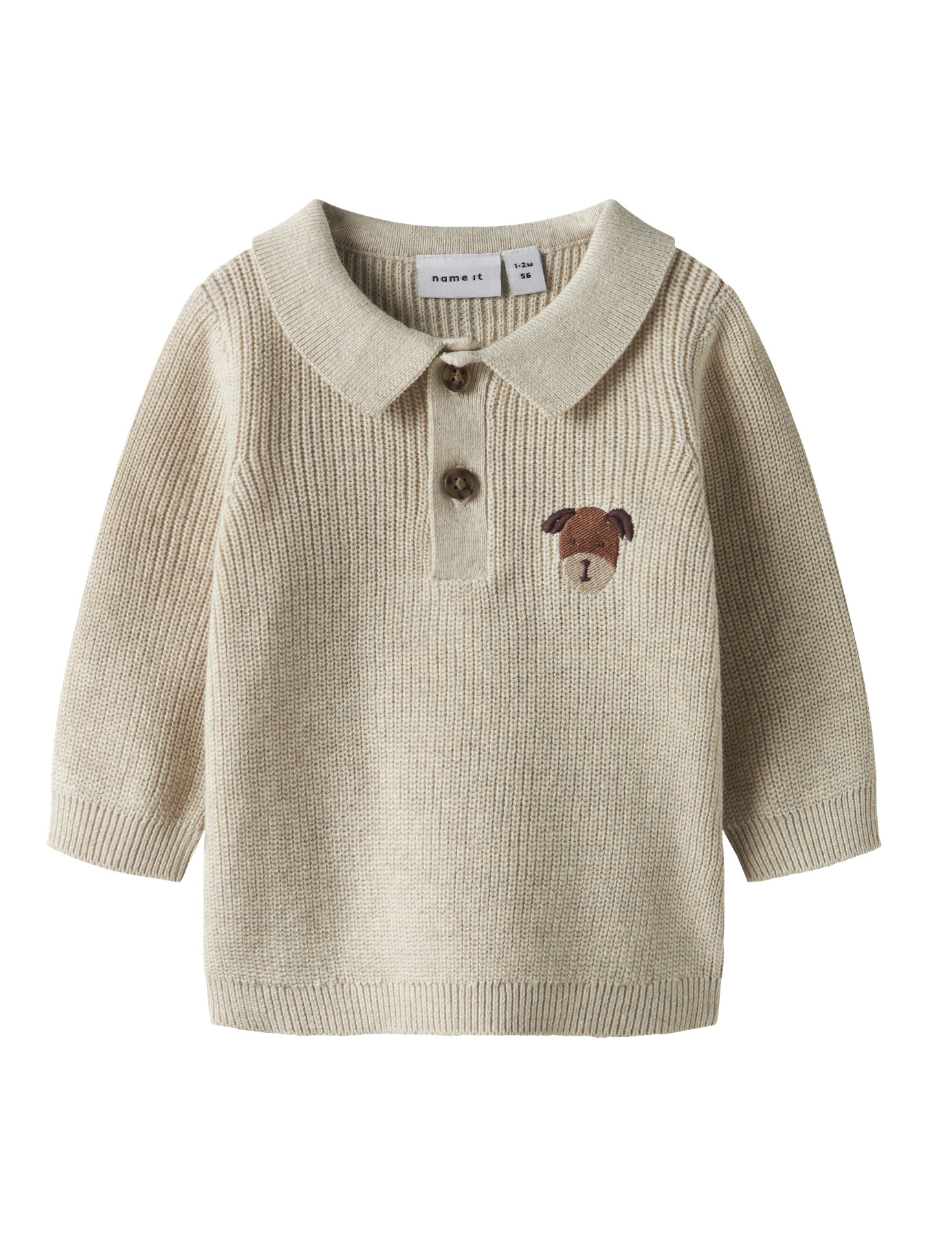 NAME IT Striktrøje Polo Tant Peyote Melange