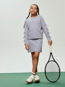 NAME IT Strik Nederdel Tarin Lavender Gray