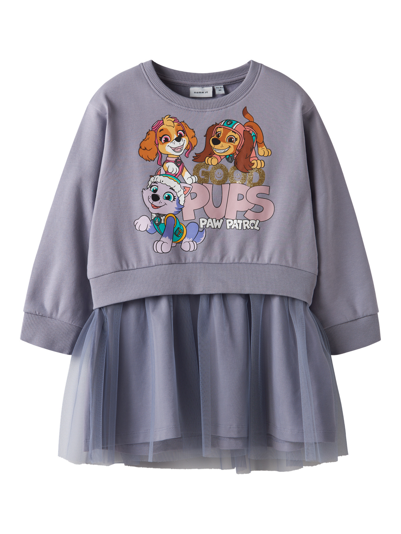 Name It Kjole - Sweat/Tyl - NmfJara - Paw Patrol - Lavender Gray