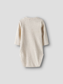 NAME IT Langærmet Rib Body Topper Peyote Melange