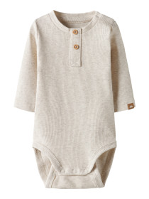 NAME IT Langærmet Rib Body Topper Peyote Melange