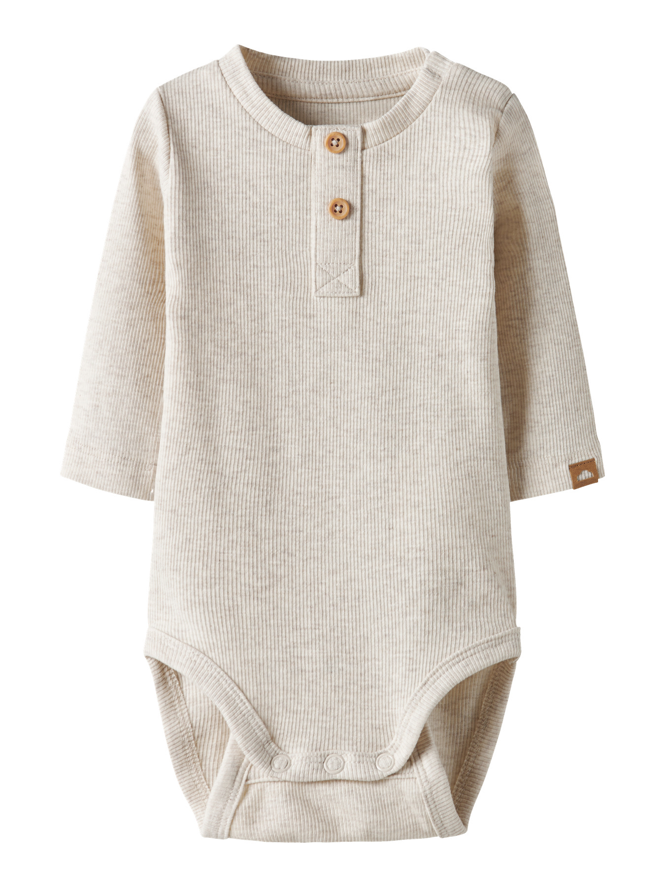 NAME IT Langærmet Rib Body Topper Peyote Melange