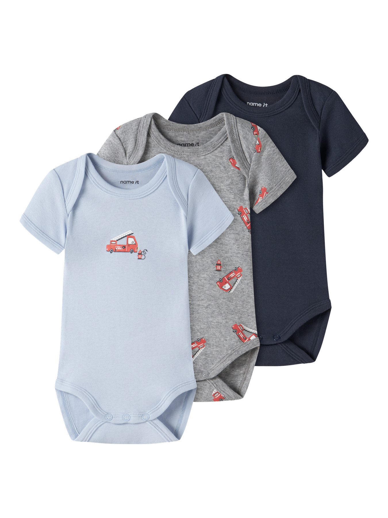 Name It Bodyer k/æ - Noos - NbfBody - 3-pak - Grey Melange/W/Cas