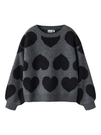 NAME IT Striktrøje Loose Brena Dark Grey Melange