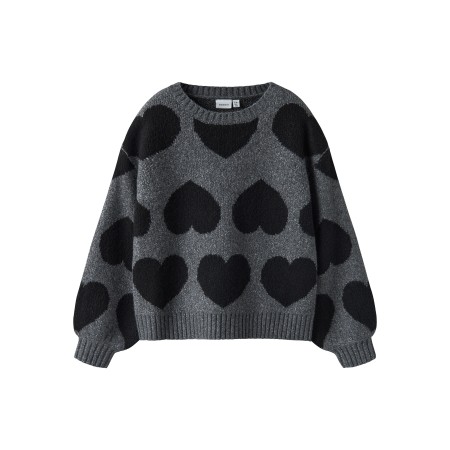 NAME IT Striktrøje Loose Brena Dark Grey Melange