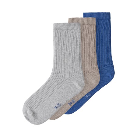Name It Strømper - 3-pak - NkmBruno - Delft/Vintage Khaki/Grey M