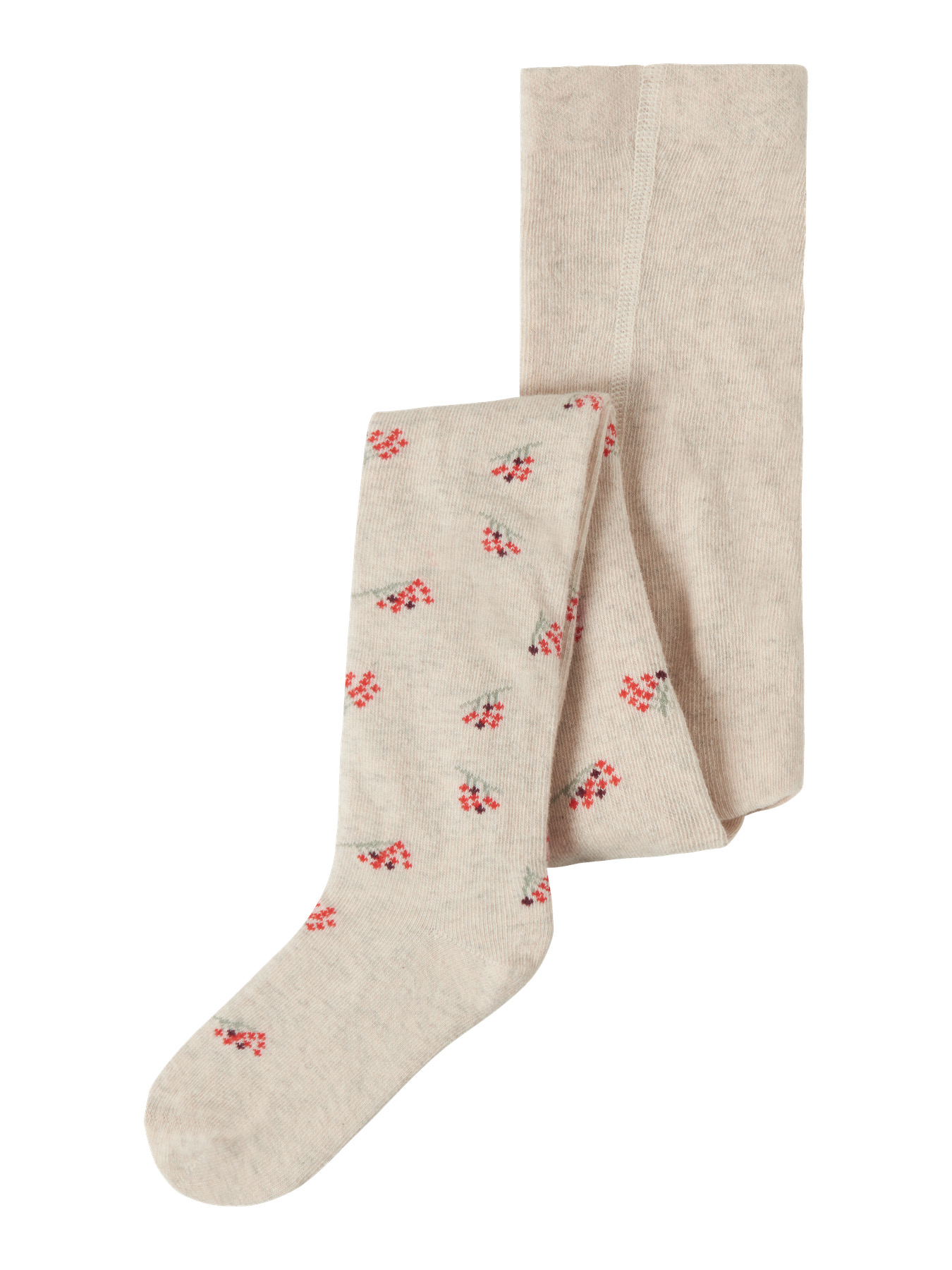 Name It Strømpebukser Peyote Melange Med Blomster - Str. 18-24m 86/92cm