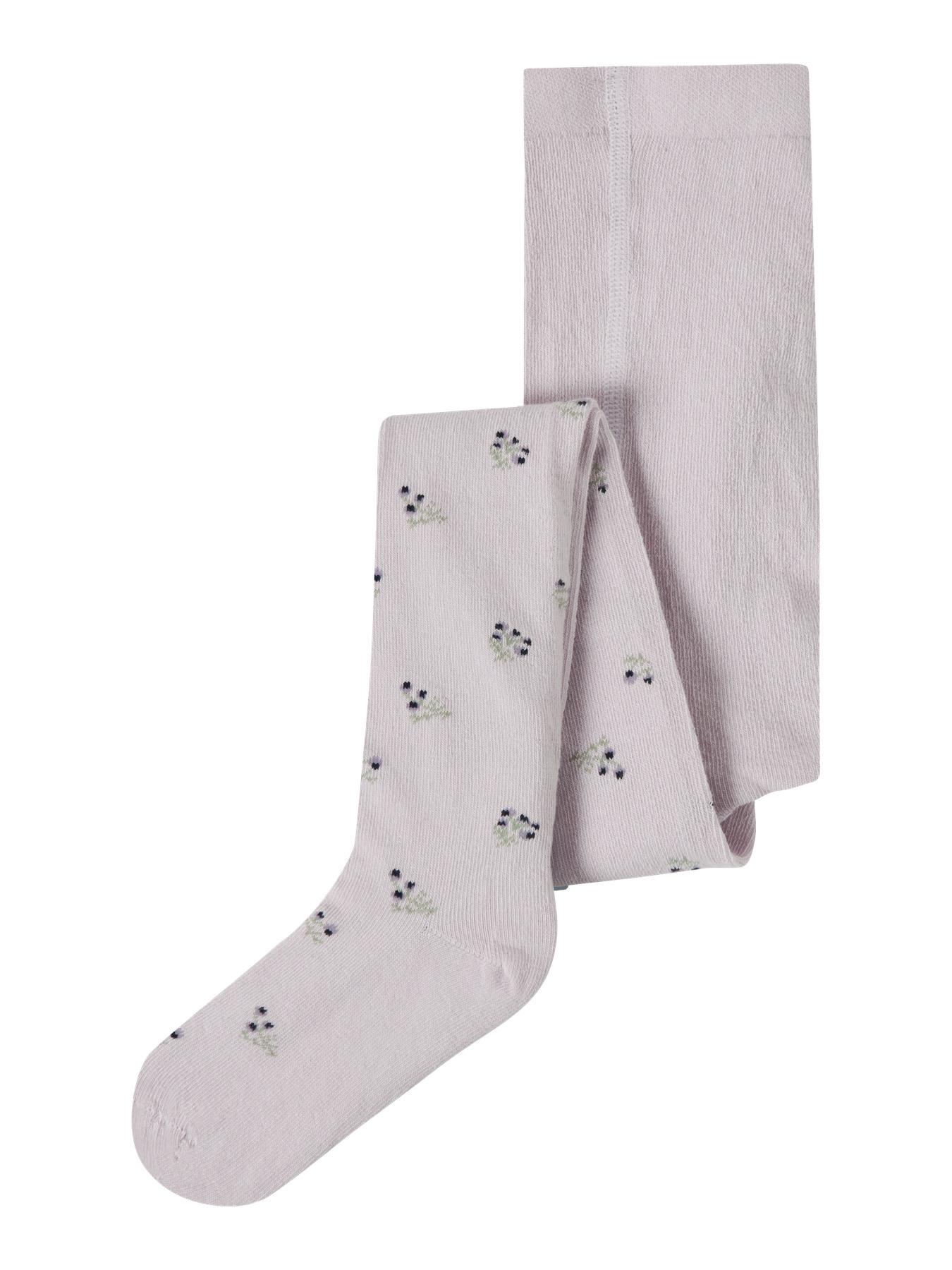 Name It Strømpebukser Lilac Marble Med Blomster - Str. 18-24m 86/92cm