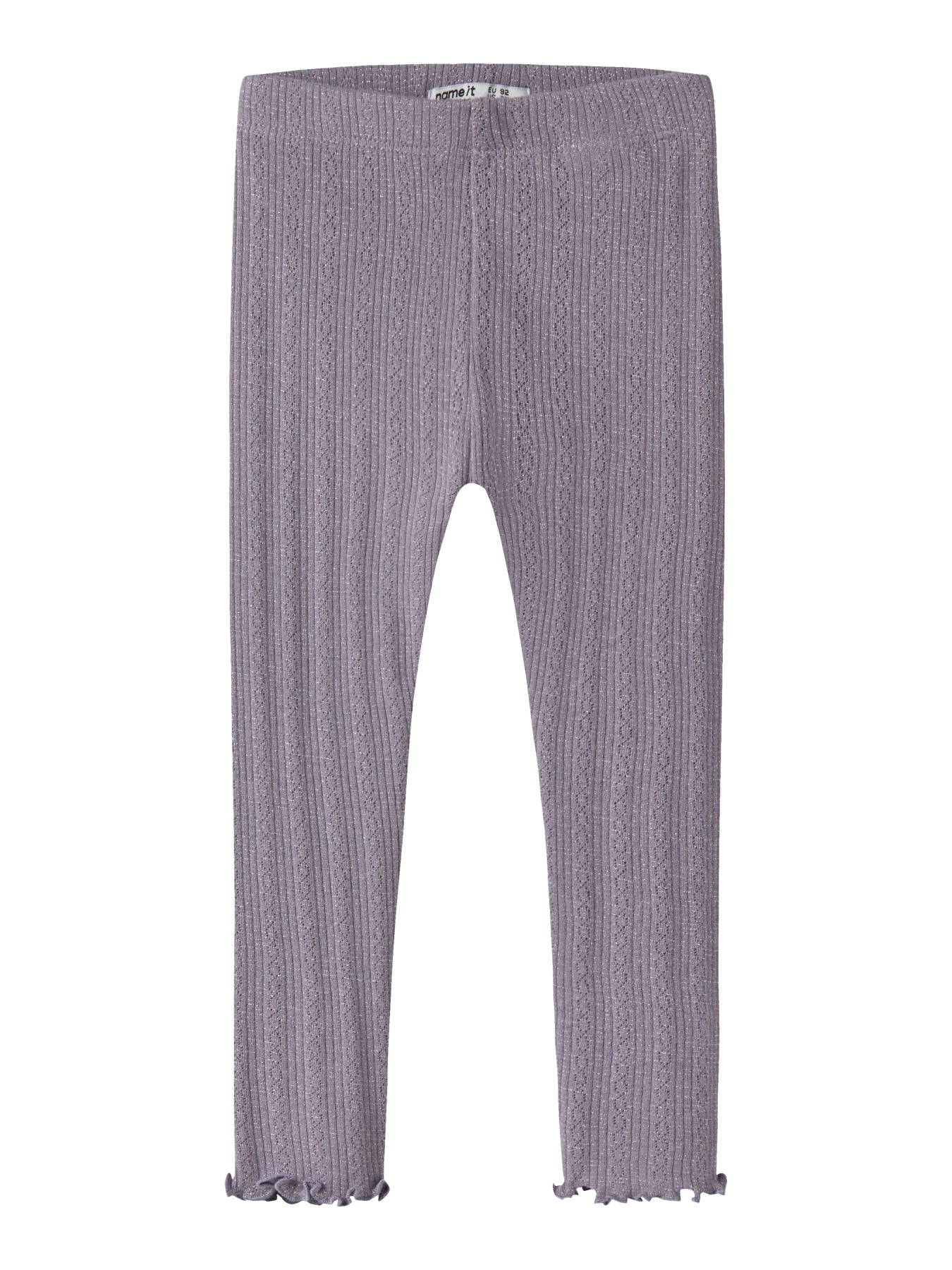 Name It Leggings - Rib/Hulmønster - NmfBlitta - Lavender Gray/Me
