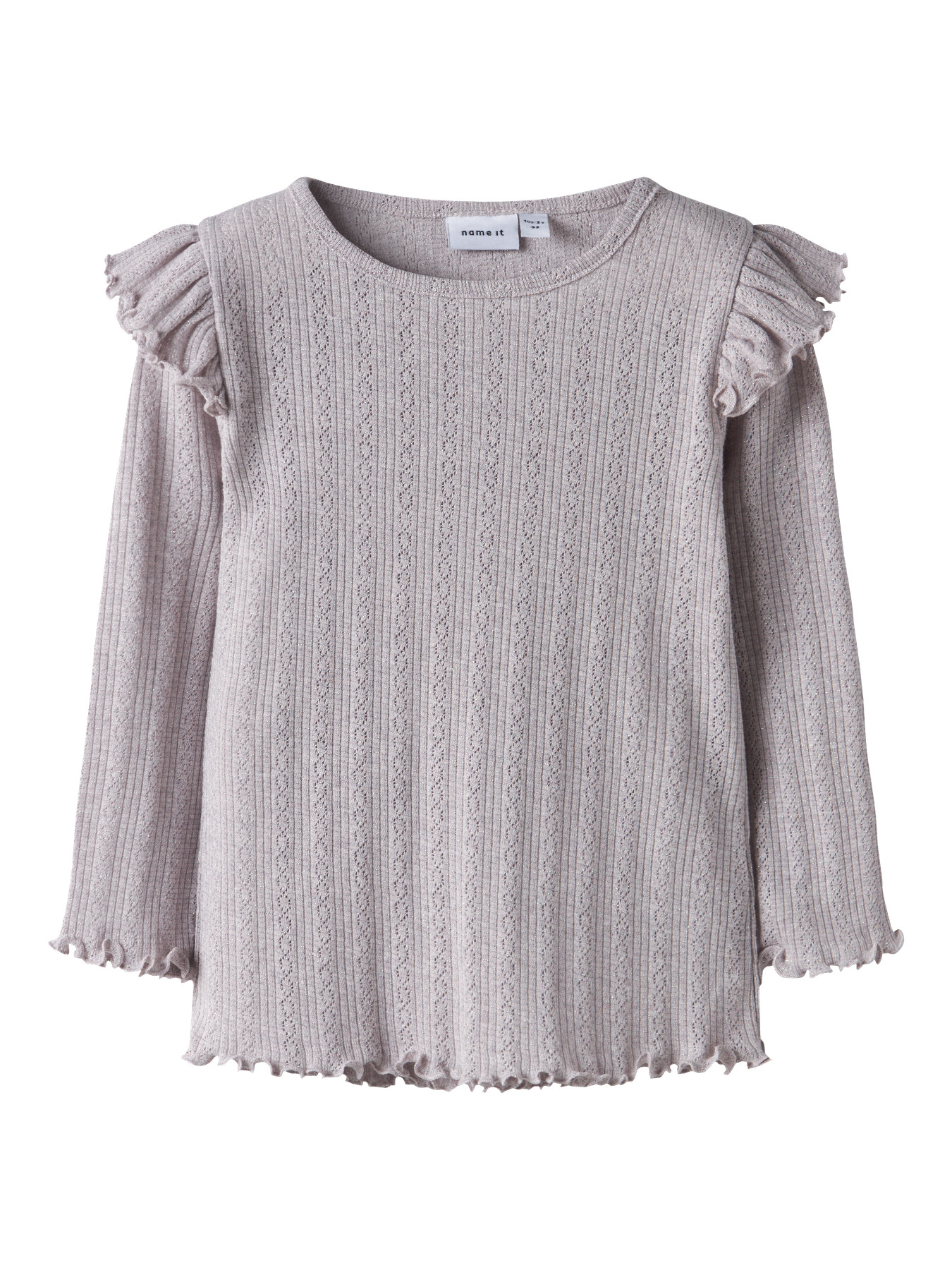 Name It Bluse - Rib/Hulmønster - NmfBlitta - Lilac Marble/Melang