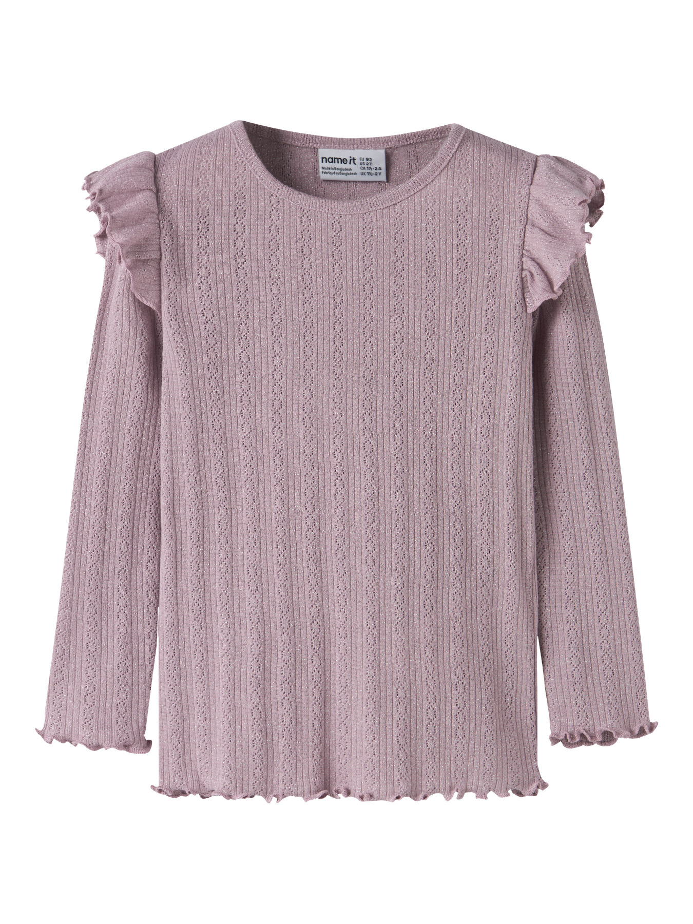 Name It Bluse - Rib/Hulmønster - NmfBlitta - Dawn Pink/Melange