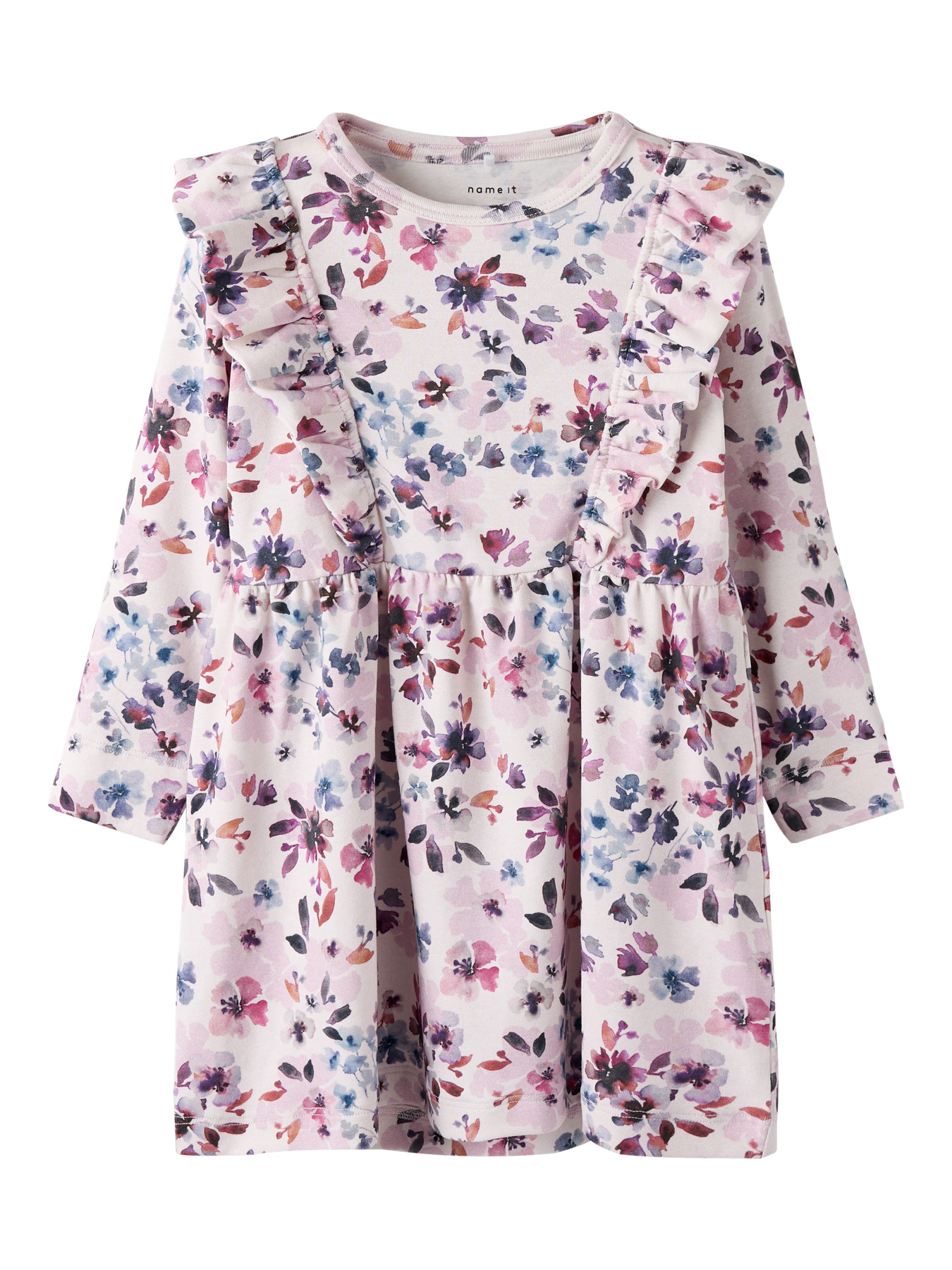 NAME IT Langærmet Flæse Kjole Kayla Calcite